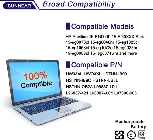 Miniatura 4 de HW03XL l97300-005 - Batería de repuesto para portátil HP Pavilion 15-EG 15-eg00xxx 15-eg0073cl 15-eg1053cl 15-EH 15-eh00xxx 17-CN 17-cn0xxx 17-CP