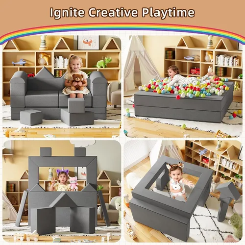 Miniatura 3 de TOLEAD Sofá de juego de 11 piezas para niños, muebles imaginativos para niños creativos, muebles de dormitorio de niños pequeños a adolescentes