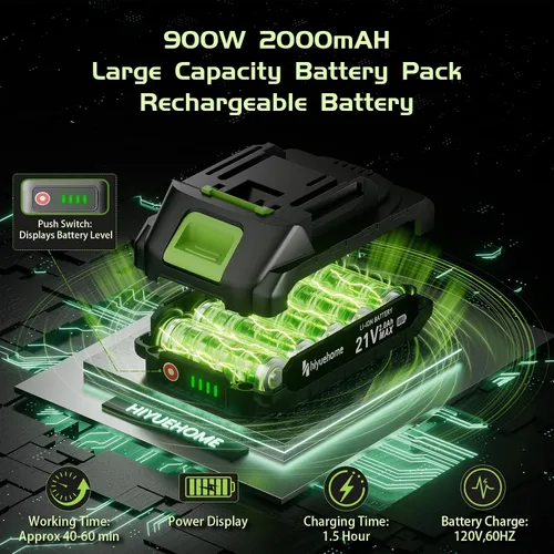 Miniatura 2 de Mini motosierra de 6 pulgadas, motosierra inalámbrica con engrasador automático, sierra de cadena eléctrica de mano con bloqueo de seguridad, motor