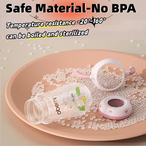 Miniatura 6 de Botellas para bebé Oberni, botellas de leche para niños con pajita con peso y asa antideslizante, tamaño + flujo rápido variable, 12+ meses, sin