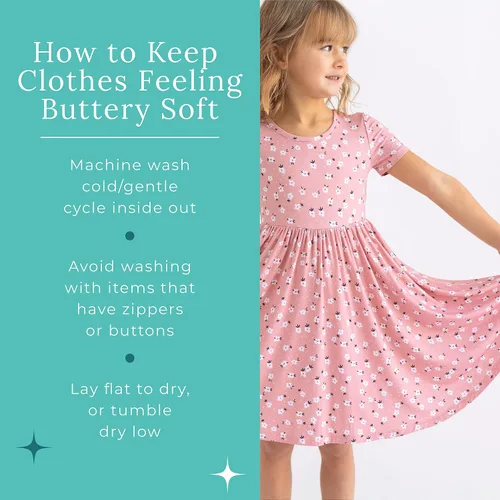 Miniatura 8 de Posh Peanut - Vestidos para niñas – Vestido suave para niña hecho con viscosa de bambú – Vestidos de otoño, primavera y verano para niñas