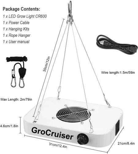 Miniatura 5 de Luz LED de cultivo regulable de 1000 W, luz de espectro completo para plantas de espectro completo para cultivo en interiores, lámparas de cultivo