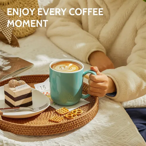 Miniatura 4 de Sweese Juego de 6 tazas de café de porcelana grandes de 20 onzas, tazas de café grandes de porcelana con mango grande, vasos de gran