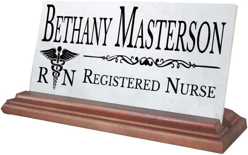 Miniatura 15 de Placa de identificación de escritorio para médico, placa de identificación personalizada para médicos, para escritorio o estante, mármol sólido MD