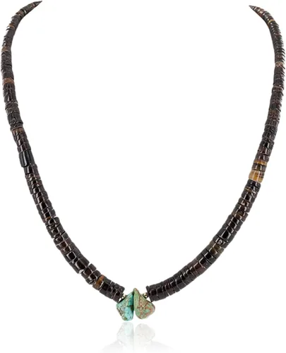 $300Tag Collar de plata certificada Navajo graduado turquesa nativo americano 16062-1 Hecho por Loma Siiva, Metal Piedra, turquesa estabilizada