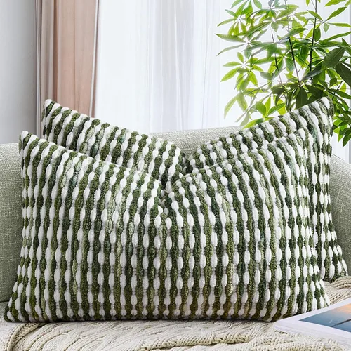 Miniatura 22 de AmHoo Juego de 2 fundas de almohada decorativas de chenilla estilo bohemio, funda de almohada con borlas para sofá, cama, dormitorio, sala de estar