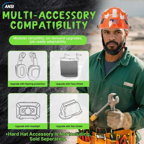 Miniatura 6 de Aolamegs Carbon Fiber Pattern Hard Hat with Visor, ANSI Z89.1 Vented Safety Helmet, OSHA Approved Construction Hardhat for Men, 6-Point Suspension