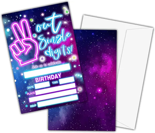 Tarjetas de invitación de fiesta de cumpleaños para niños, invitaciones de fiesta de cumpleaños número 10, tarjetas para niñas y niños, celebración