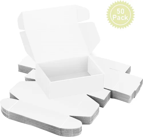 Miniatura 3 de Paquete de 50 cajas de envío pequeñas de cartón, cajas de estraza, cajas de regalo (4 x 6 x 2 pulgadas, color blanco)