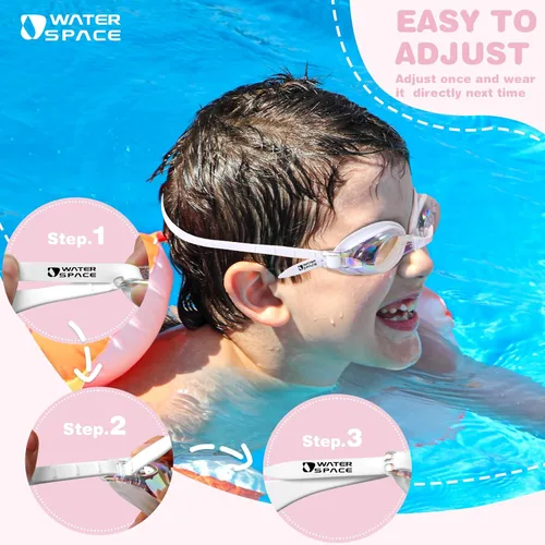 Miniatura 6 de Water Space Kids Goggles, 2 Pack Swim Goggles for Kids Boys Girls Toddler Age 3-15, Clear View Anti-fog UV Protection No Leak Blanco & Rosa