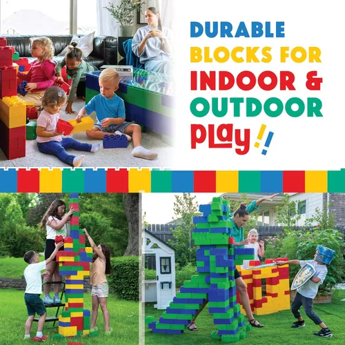Miniatura 2 de BiggoBlocks Bloques de construcción grandes para niños de 3 a 8 años – Juego Mega de 288 piezas – Juguete STEM para interiores y exteriores