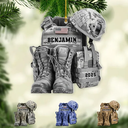 Miniatura 17 de Adornos de Navidad del ejército estadounidense, adorno de veterano para hombres y mujeres, adornos patrióticos para decoración de árbol de Navidad