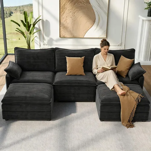 Miniatura 28 de Vesgantti Sofá de nube de 74 pulgadas para sala de estar, sofá modular de 2 plazas, sofá modular de pana de doble cojín, sofás pequeños de pana