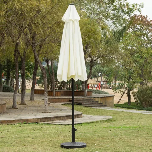 Miniatura 4 de Sunnyglade Sombrilla de patio de 9 pies para exteriores con 8 varillas resistentes (beige)