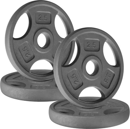 Yes4All Placas de peso de agarre estándar de 1 pulgada, hierro fundido con varios tamaños de 2.5 libras a 35 libras para entrenamiento de fuerza, C.