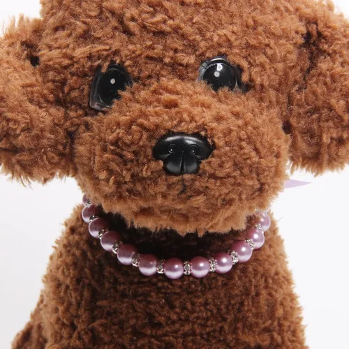 Miniatura 9 de Collar de perlas para perros y gatos con accesorios brillantes y lazo de cinta, joyería para cachorros de mascotas para perros hembras, gatos