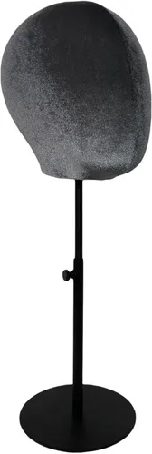 Miniatura 2 de Adjustable Black Base Velvet Female Mannequin Head Belle for Hat Wig Jewelry Earring Scarves Display Hat stand Wig stand (Grey*black round base)