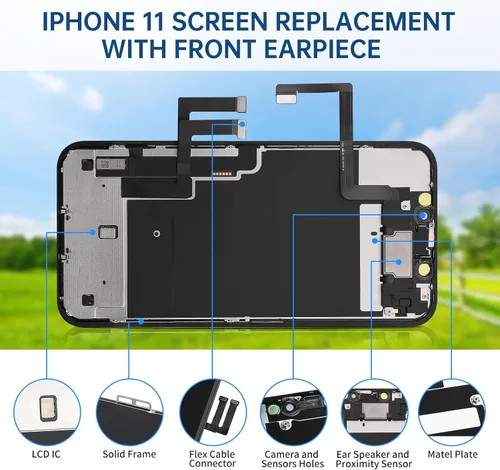 Miniatura 2 de Para iPhone 11 Reemplazo de pantalla con altavoz de oído y sensor de proximidad 6.1 "Pantalla LCD táctil 3D digitalizador Asamblea completa