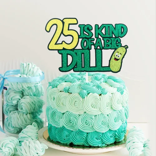 Miniatura 6 de 25 is Kind of a Big Dill Happy Birthday Cake Topper – Divertidas decoraciones de pepinillo verde con purpurina para cumpleaños 25 para mujeres