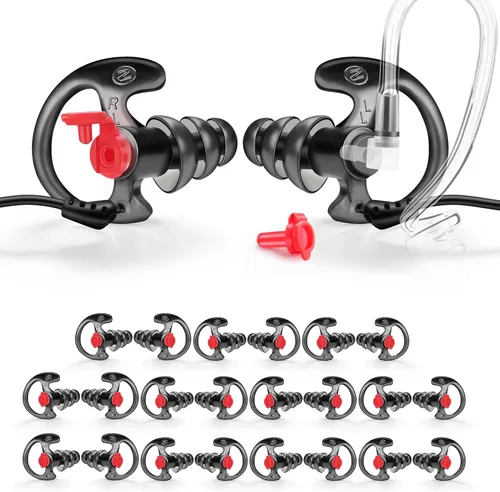 Miniatura 9 de Zeadio Auricular de triple brida, cómodo tapón de silicona para oído – grande, par de 4, negro
