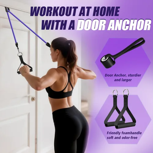 Miniatura 3 de WHATAFIT Bandas de resistencia, bandas de ejercicio, bandas de resistencia para entrenamiento, bandas de entrenamiento con asas para hombres y Rosa