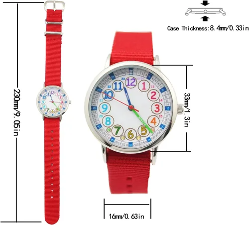 Miniatura 3 de Bigbangbang Reloj analógico para niños, reloj de tiempo de aprendizaje, correa de tela suave para primer reloj, reloj de tiempo de lectura