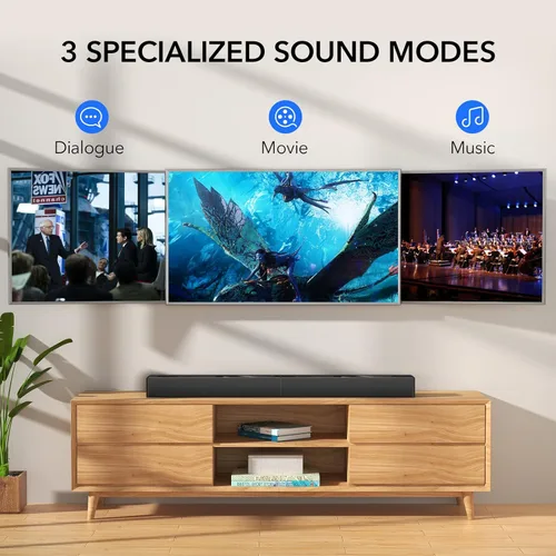Miniatura 2 de LARKSOUND Barra de sonido pequeña para TV, PC, juegos, sistema de sonido envolvente, mini barra de sonido de altavoz de TV con conexiones