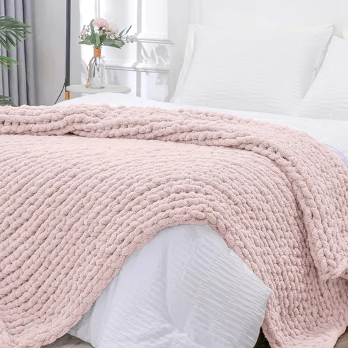 Miniatura 55 de Bigacogo Manta de punto grueso para sofá, 51 x 63 pulgadas, 100% tejida a mano con hilo de felpilla grueso jumbo, acogedoras y suaves mantas grandes