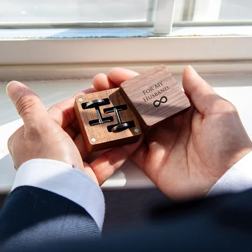 Miniatura 4 de MUUJEE Gemelos con caja de regalo de madera grabada