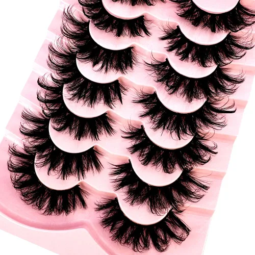 Miniatura 2 de 7 pares de pestañas de ojo de gato 3D pestañas postizas naturales 5D esponjosas suaves cruzadas pestañas manga pestañas Wispy Natural pestañas