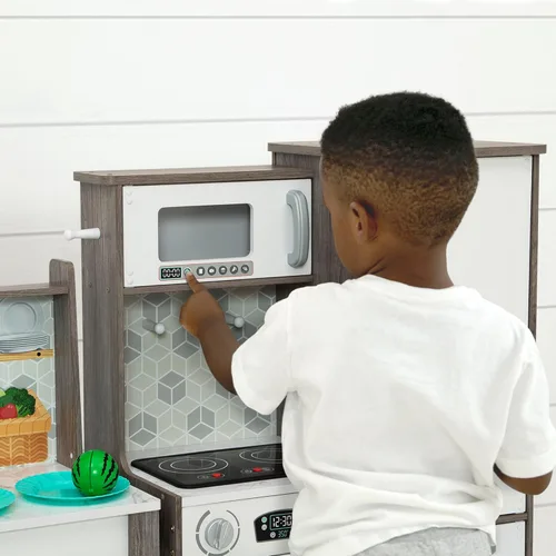 Miniatura 12 de Delta Children - Cocina de juguete de esquina todo en uno Gourmet - Juego de cocina de juguete con estufa segura y sin calor con luces, horno