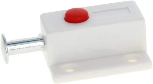 Miniatura 7 de MroMax 5 piezas de cerrojo de puerta con resorte, cierre deslizante de plástico negro con botón de interruptor para puerta, gabinete, accesorios