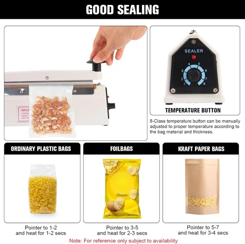 Miniatura 6 de Máquina selladora térmica de bolsas de impulso comercial de 8 pulgadas Compact portable heavy duty manual heat sealer with 3mm strip. Solid