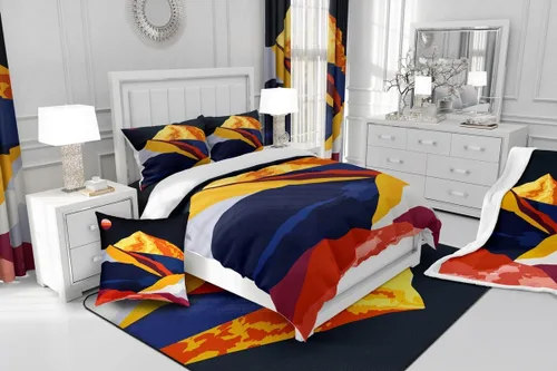 Miniatura 4 de Erosebridal Juego de ropa de cama minimalista moderna de tamaño individual, juego de ropa de cama de paisaje abstracto de mediados de siglo, juego