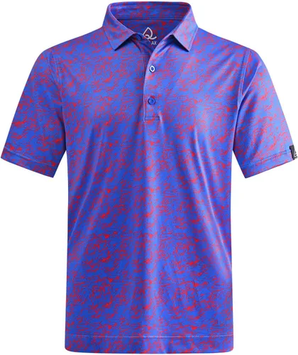 Miniatura 13 de DEOLAX Camisa de golf para hombre, con estampado de moda, atlética, de manga corta, clásica, casual, ajuste seco, suave, para hombres