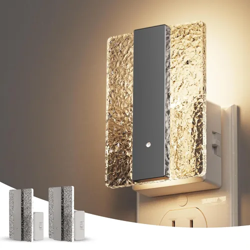 L LOHAS LED - Luces nocturnas enchufables en la pared, paquete de 2 luces nocturnas con sensor de crepúsculo a amanecer, luces nocturnas LED