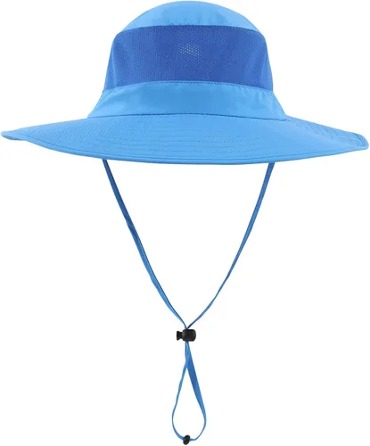 Miniatura 2 de Home Prefer Sombrero de sol UPF50+ de malla para exteriores, de ala ancha, con solapa para el cuello, sombrero de pesca para hombres y mujeres Azul