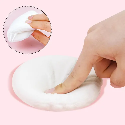Miniatura 3 de Paquete de 5 soplos de polvo corporal extra grandes y recipiente, algodón suave de 4.13 pulgadas con recipiente redondo lavable para mujer, bebé