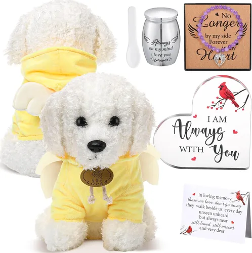 Miniatura 9 de Kenning Juego de Regalo Funerario de 5 Piezas para Cremación, Oso de Peluche para Cenizas con Cuchara, Pequeña Urna de Recuerdo, Placa Memorial
