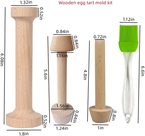 Miniatura 2 de Juego de tartas de madera de doble cara para pastelería, tartas de huevo, herramientas de pastelería para hacer tarta de huevo, tartas de queso