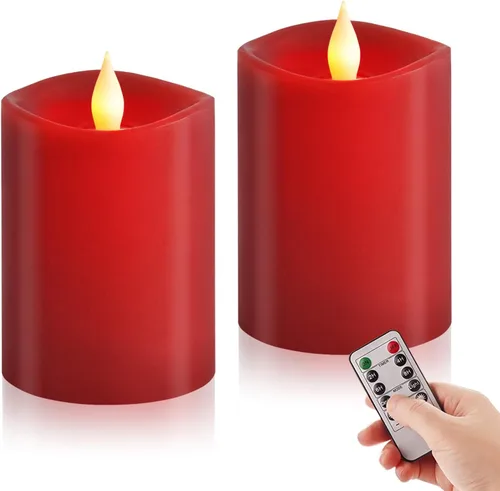 Miniatura 19 de Juego de 1 velas sin llama de 3 x 4, batería de 2 AA, 600 horas, velas parpadeantes con temporizador, velas sin llama de 4 pulgadas con control