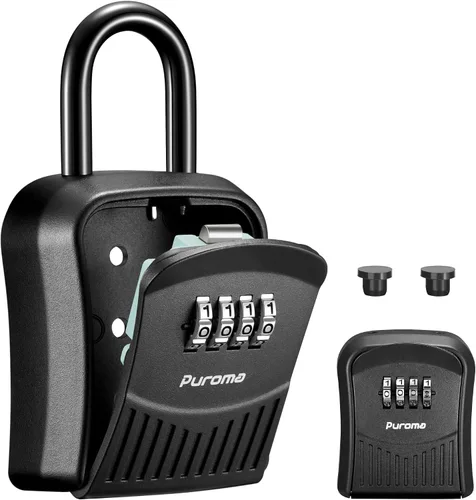 Caja de Seguridad Puroma, Caja de Bloqueo con Combinación de Llaves, Caja de Seguridad Montada en Pared Portátil para Llaves con Código Reajustable,