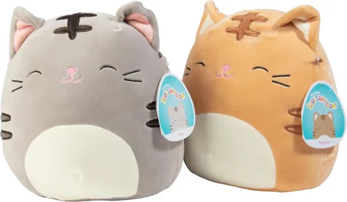 Squishmallows - Gato de 8 pulgadas de misterio, recibe surtido de 1 peluche - Peluche oficial de Jazwares - Gato naranja o gris - Gato de peluche