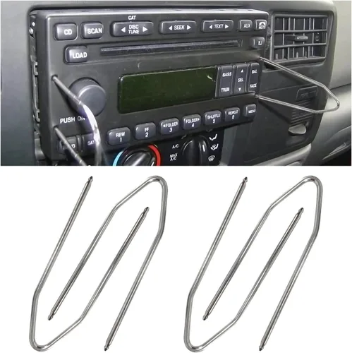 Miniatura 13 de Dickno 4 piezas de herramientas de extracción de radio de automóvil, en forma de U, kit de herramientas de liberación estéreo automático de acero