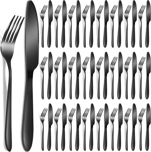 Miniatura 9 de Nuenen Juego de cubiertos de 50 tenedores de acero inoxidable, tenedores y cuchillos, cubiertos para cocina, restaurante