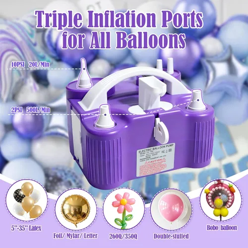 Miniatura 2 de PCFING Balloon Pump Electric, 4-in-1 Air Pump Inflator Blower Machine for All Balloons & Inflation, Triple Inflating Ports for Latex 260q Foil