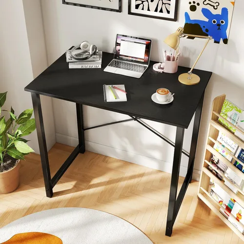 Miniatura 2 de DUMOS Escritorio pequeño para computadora de 31 pulgadas para oficina en casa, escritorios de juegos para dormitorio, mesa de trabajo de estudio