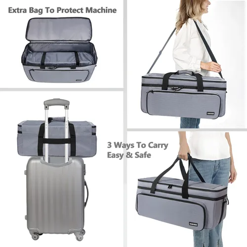 Miniatura 5 de AMOIGEE Estuche de transporte para Cricut Maker 3, Maker 4, Explore Air 2, Explore 3, Explore 4, bolsa de transporte de doble capa con cubierta Gris