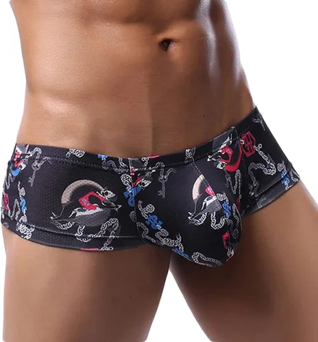 Ctreela Calzoncillos tipo bóxer de piernas cortas con estampado sexy para hombres, ropa interior grande de talle bajo, malla transpirable