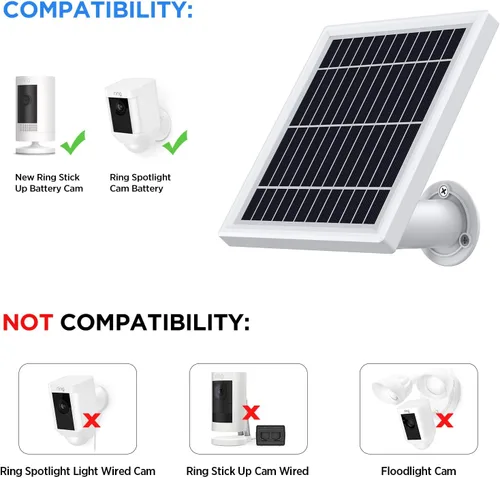Miniatura 2 de OLAIKE Panel solar para anillo Stick Up Cam batería/enchufe, cargador solar impermeable de carga continua con cable de alimentación impermeable